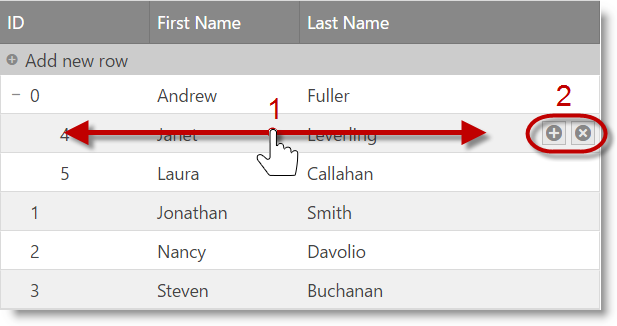 Tree Grid Add child touch