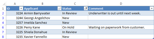 Result in Excel